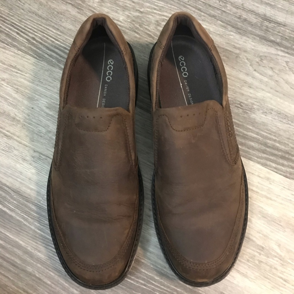 Mens Ecco Brown Leather loafers, size 45 - Picture 2 of 8